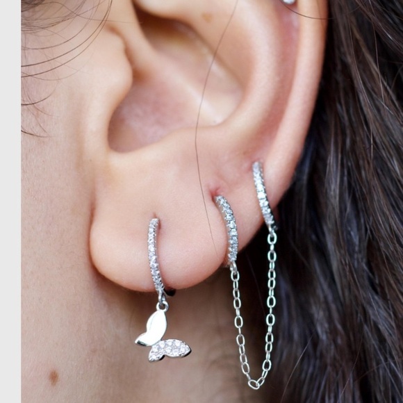 Kate Spade Elegant Silver Chain Hoop Earrings - Picture 3 of 4